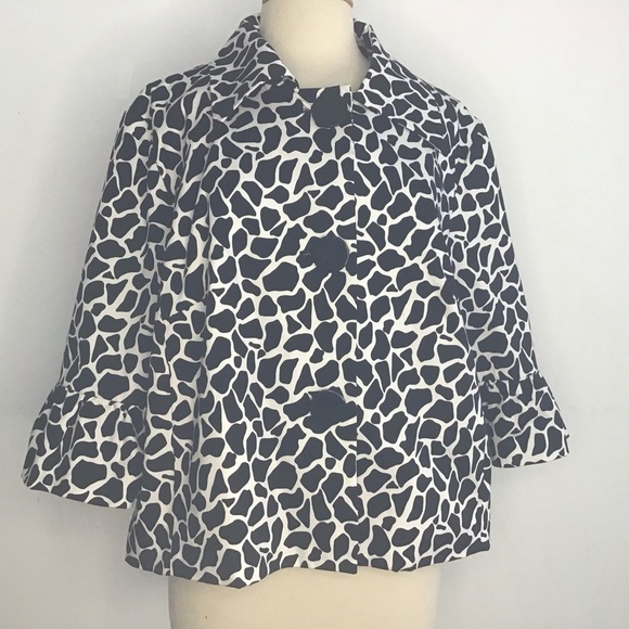 Sandro Sportswear Black/white giraffe print bell sleeve crop, swing Jacket 1X. - Picture 1 of 13